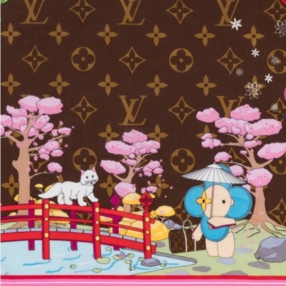 LOUIS VUITTON VIVIENNE XMAS BANDANA SQUARE 45 - Picture 3 of 9